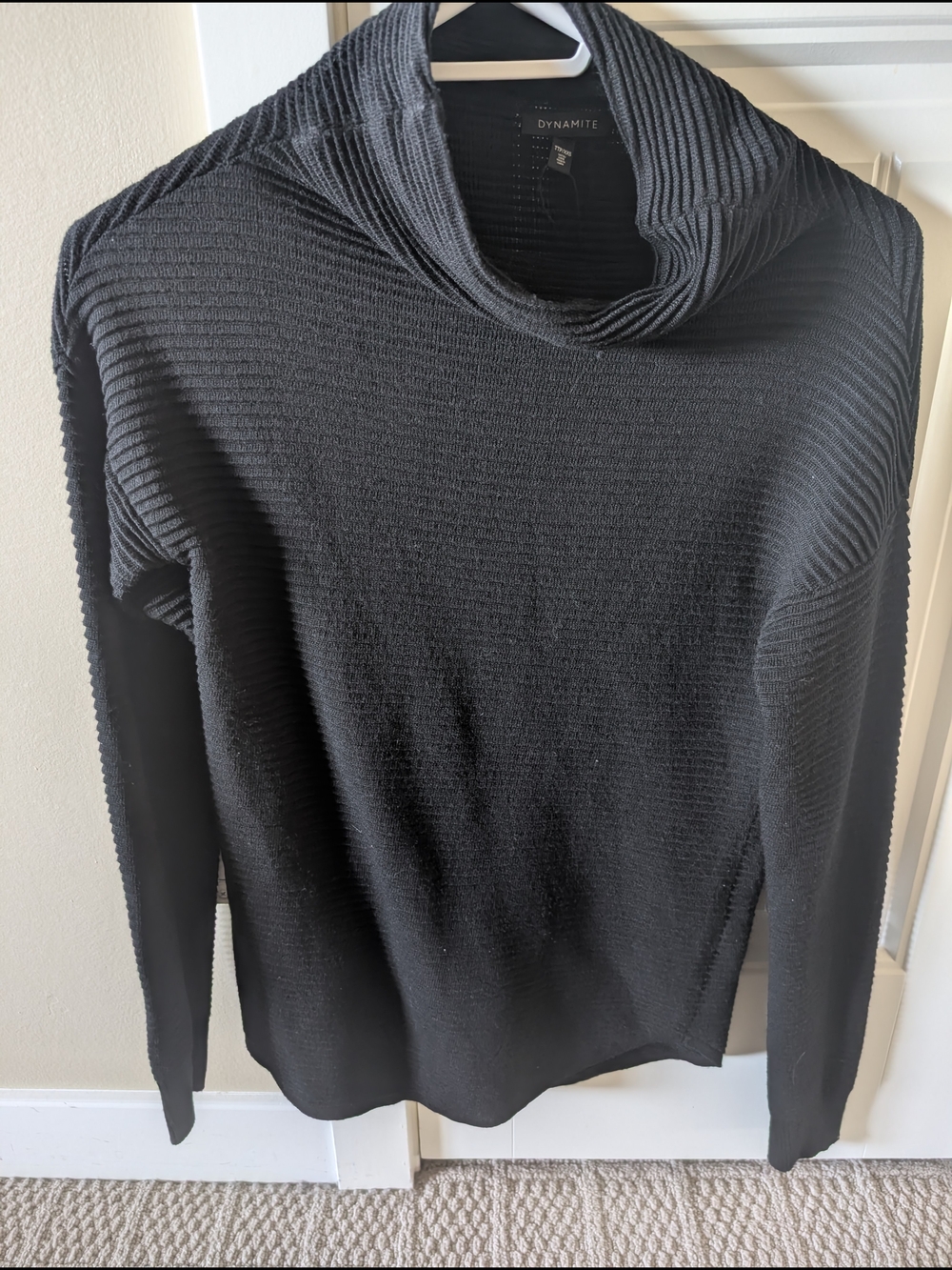 Dynamite Black Ribbed Cowl Neck Sweater